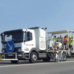 Truck-mounted road marking machines